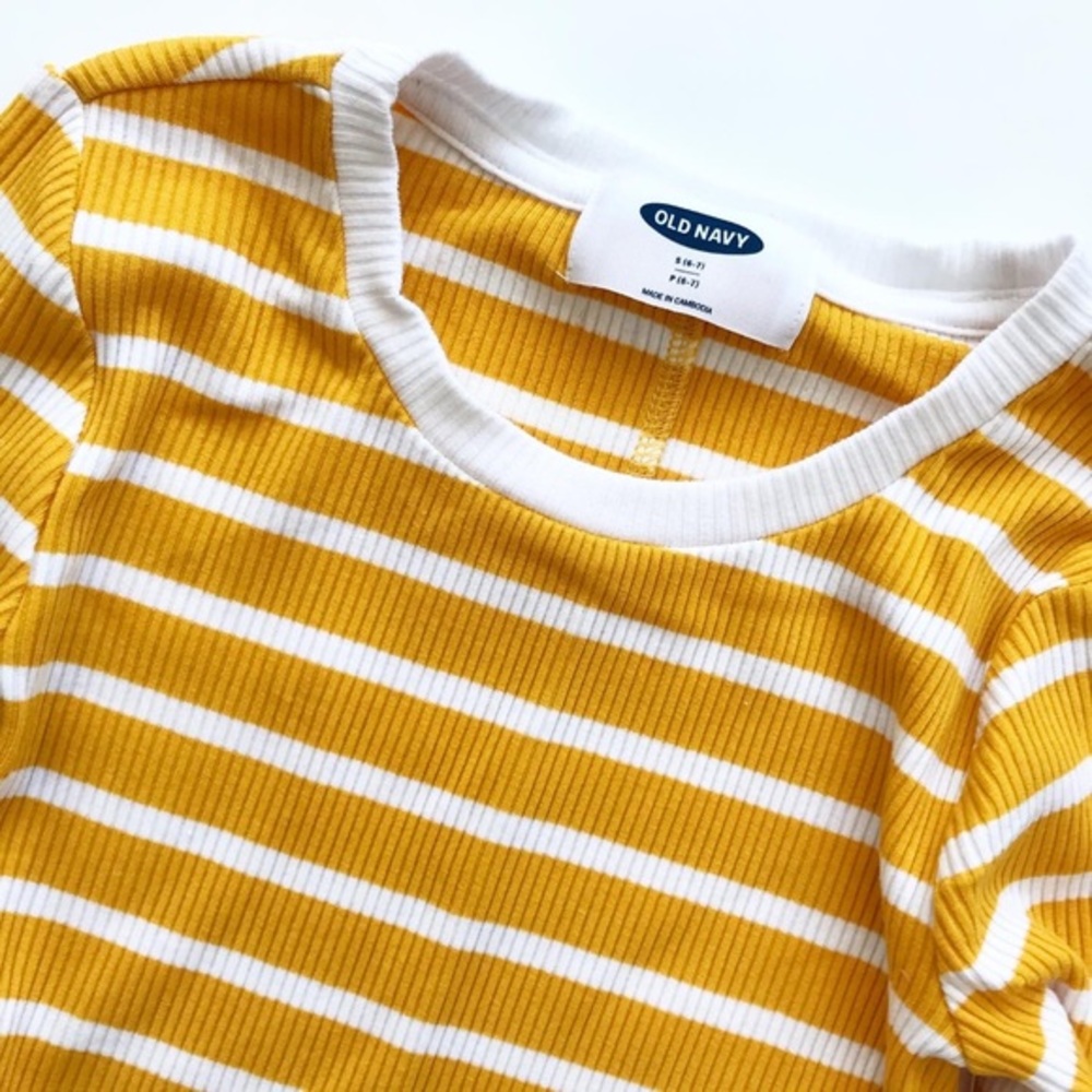 Old Navy NWT yellow stripe ribbed LS top S(6/7) - Picture 2 of 4